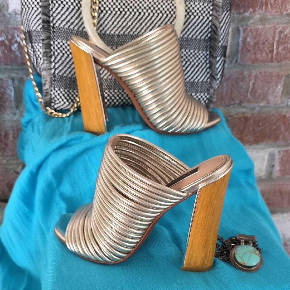 Chic Rachel Zoe Silver Heeled Mules - Picture 7 of 15
